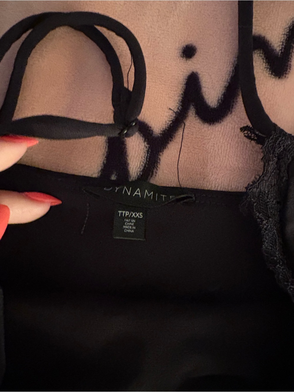Dynamite Black Lace-Trim Cami - Picture 3 of 3